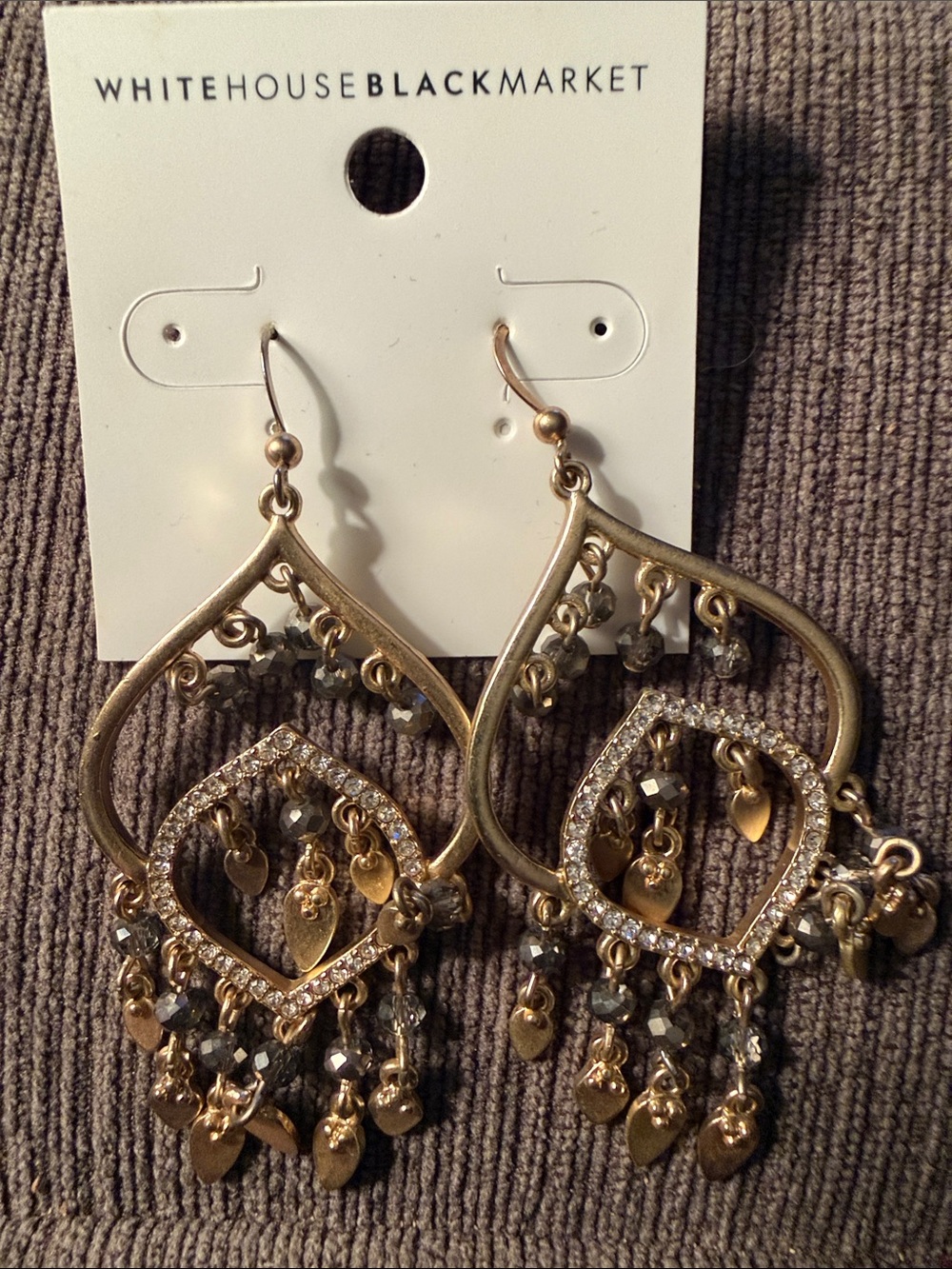 Express Gold-Tone Dangle Chandelier Earrings with Rhinestones